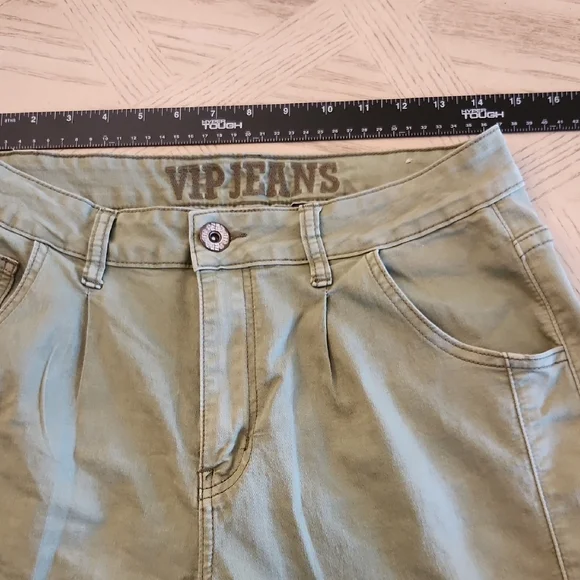 VIP Olive Green Cropped Ankle Cargo Jeans Women's Size 11/12 - Picture 4 of 7